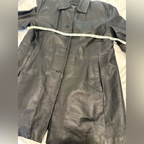 Colebrook Women's XL Black Leather Classic Mid Length Lined Coat Jacket. - Picture 3 of 14